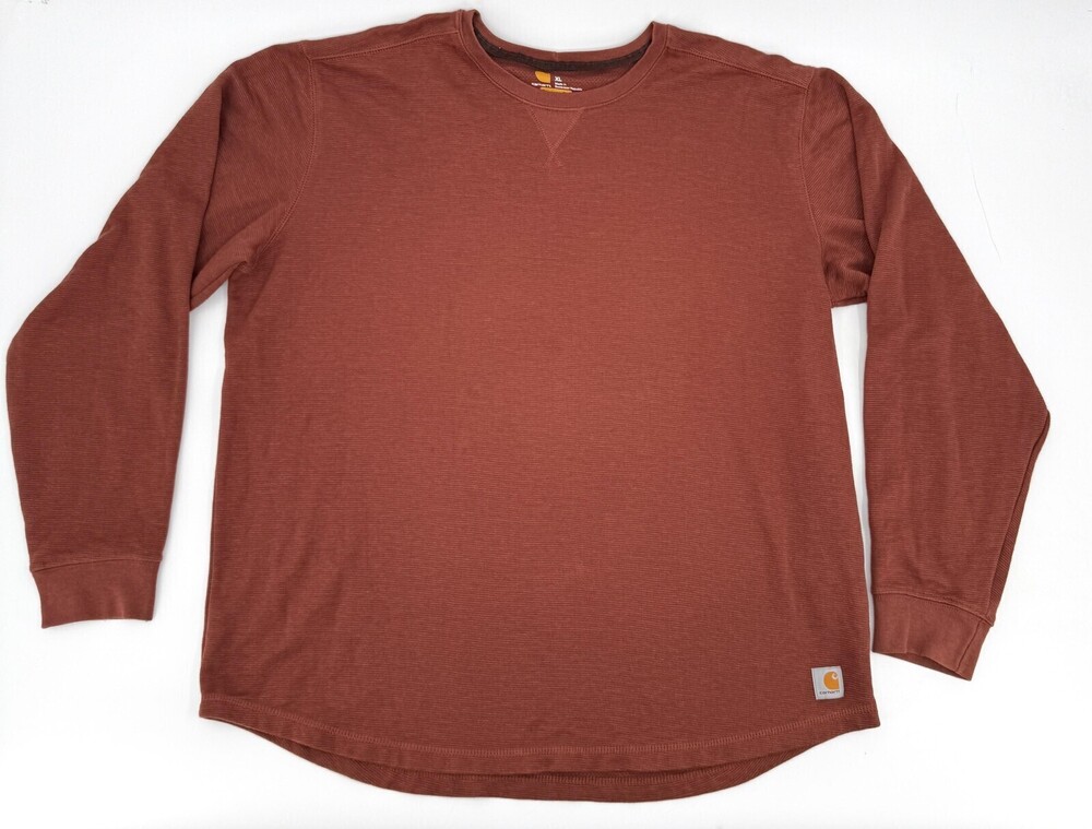 Carhartt Shirt Mens XL Reddish Brown Long Sleeve Crewneck Relaxed Fit Workwear